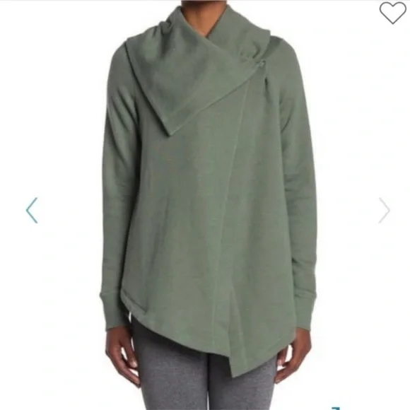 Z by Zella green shooting star drape‎ collar cardigan in green agave - large - Picture 2 of 5